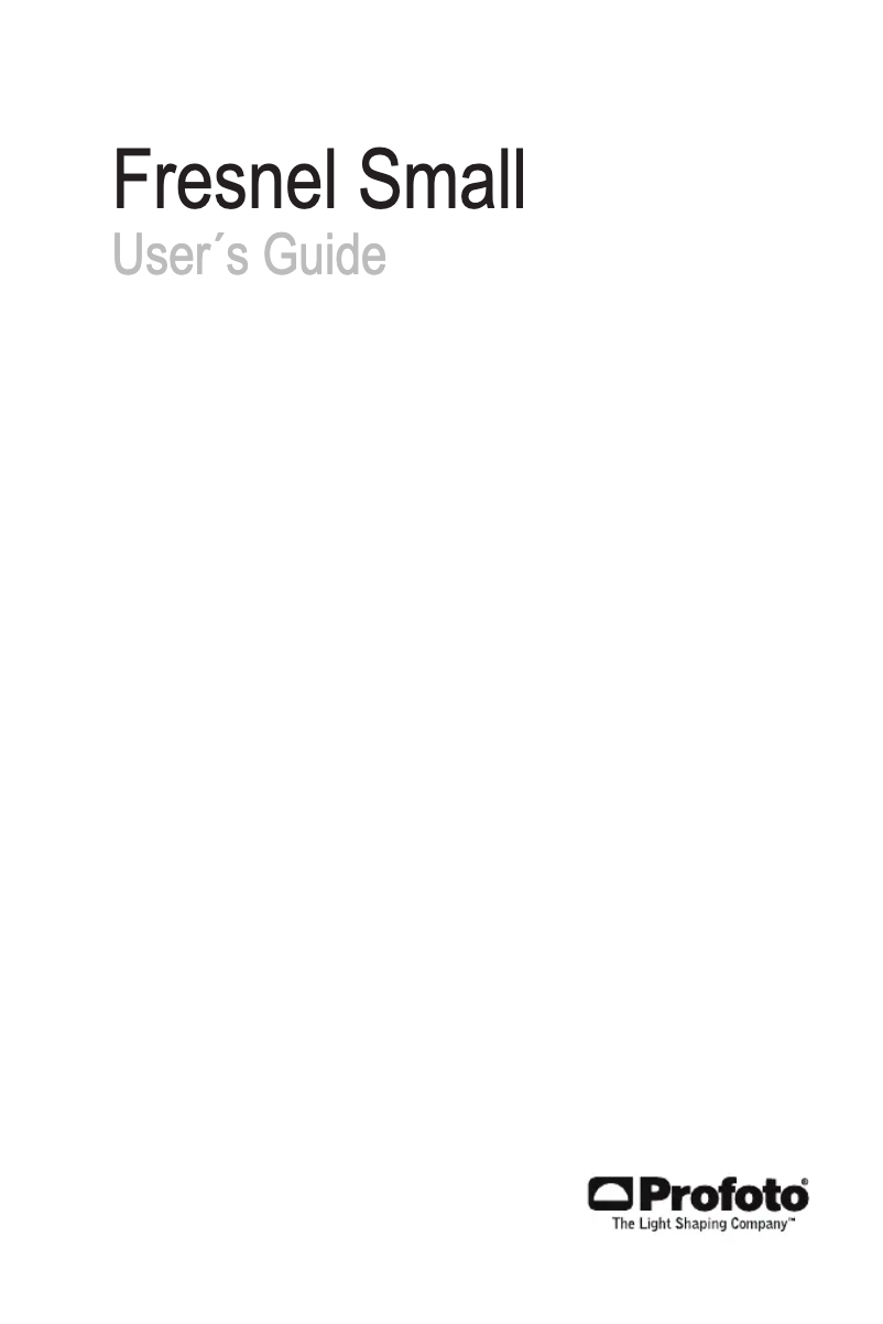 Page 1 de la notice Manuel utilisateur Profoto Fresnel Small