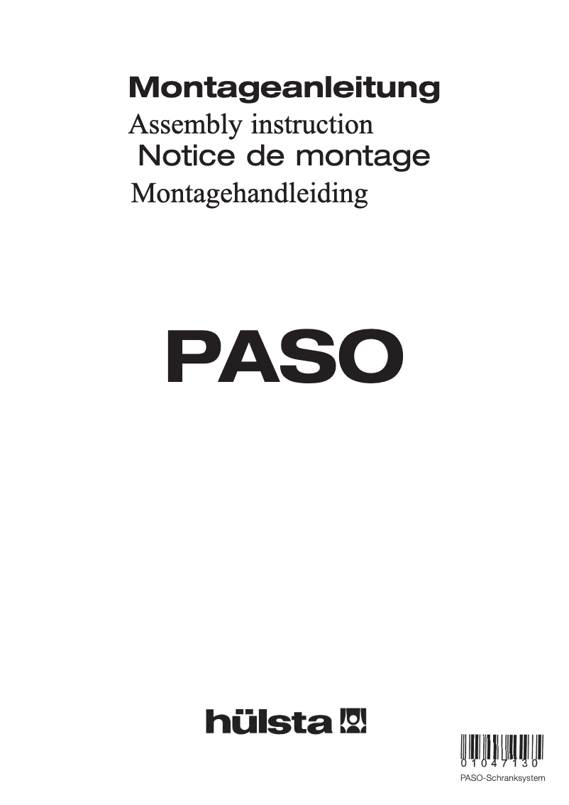 Page n°1 - Manuel utilisateur Hülsta PASO