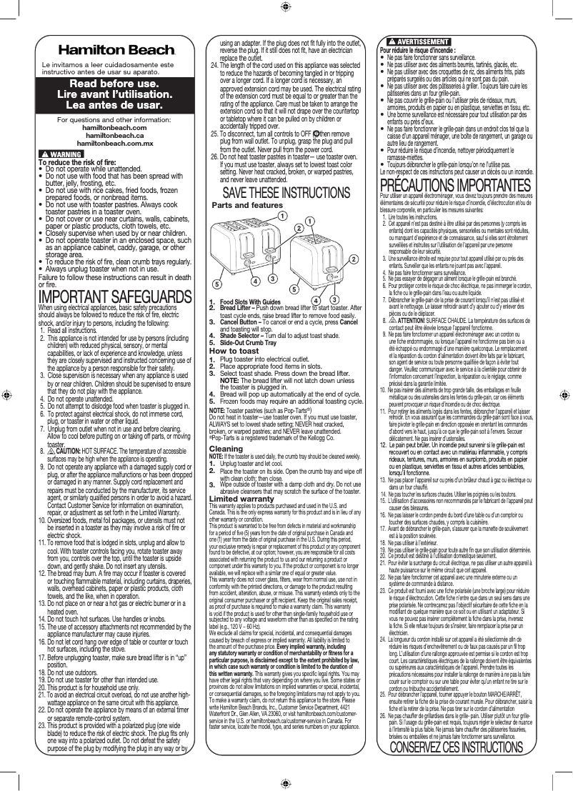 Página 1 del manual Manual de usuario Hamilton Beach 24910