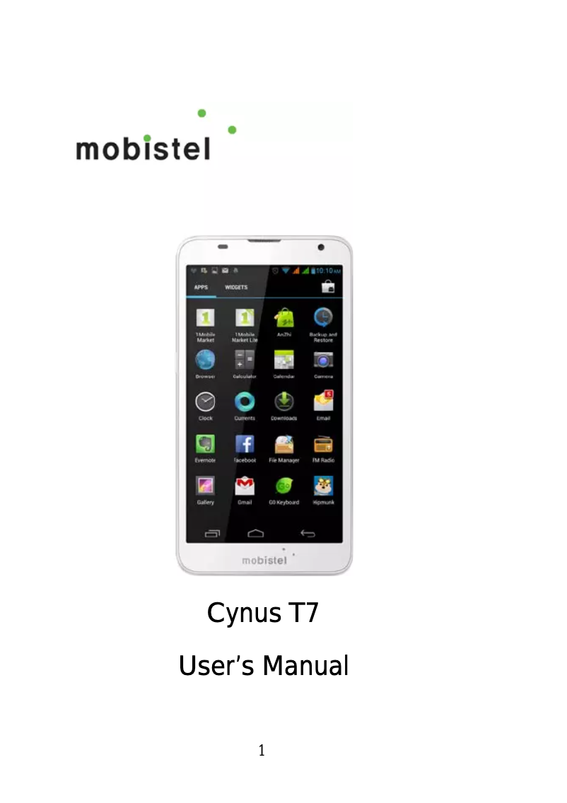 Página 1 del manual Manual de usuario Mobistel Cynus T7