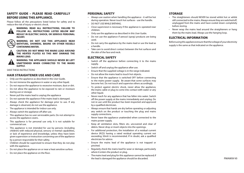 Página 1 del manual Manual de usuario Tesco PMAW09