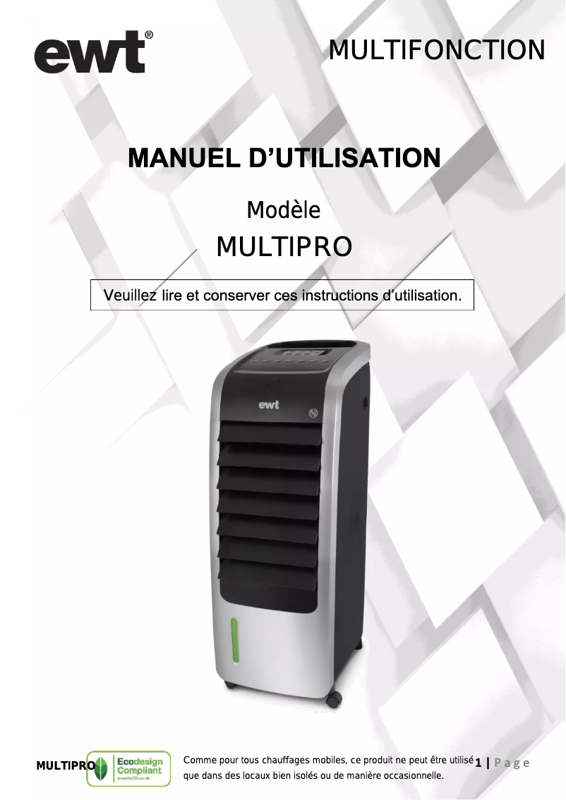 Page 1 de la notice Manuel utilisateur EWT Multipro