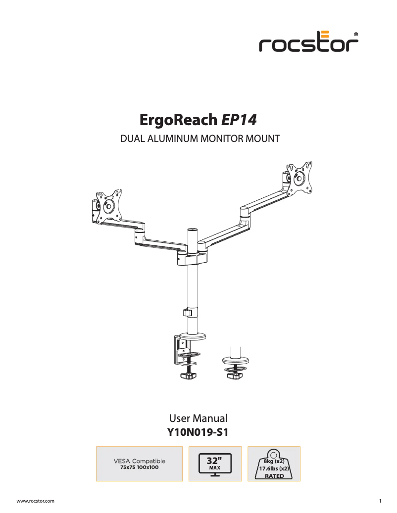 Página 1 del manual Manual de usuario Rocstor ErgoReach EP14