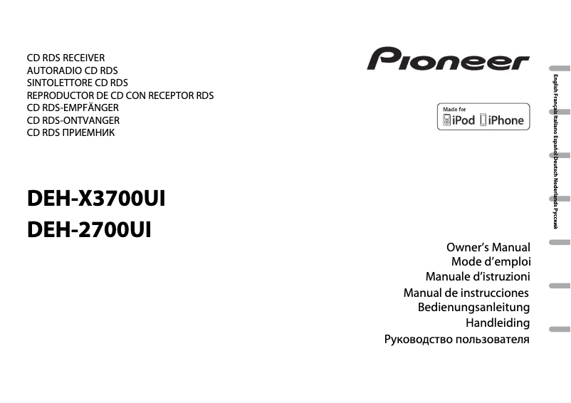 Page n°1 - Manuel utilisateur Pioneer DEH-X3700UI