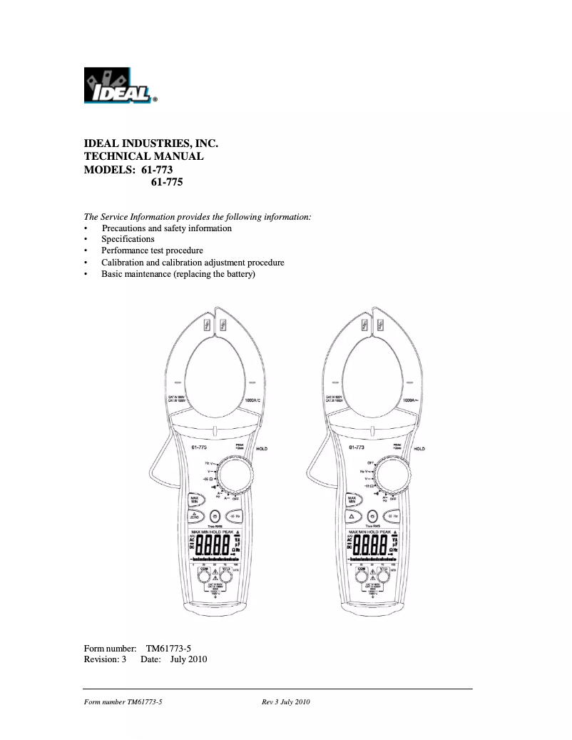 Página 1 del manual Guía de instalación Ideal 61-775