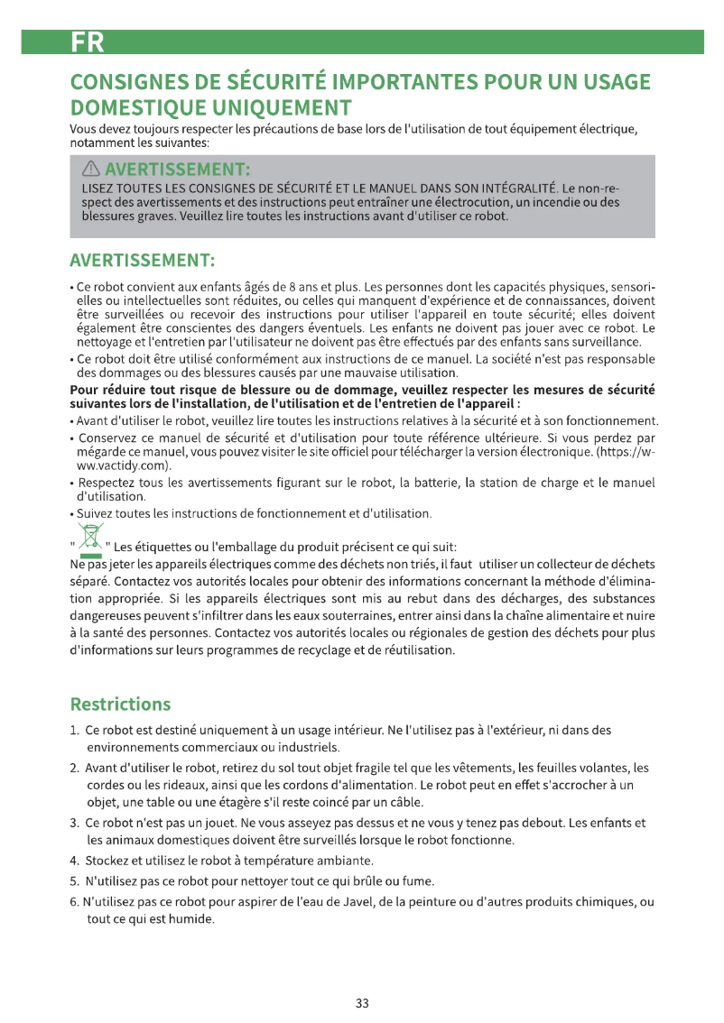 Page n°1 - Manuel utilisateur Vactidy Nimble T8