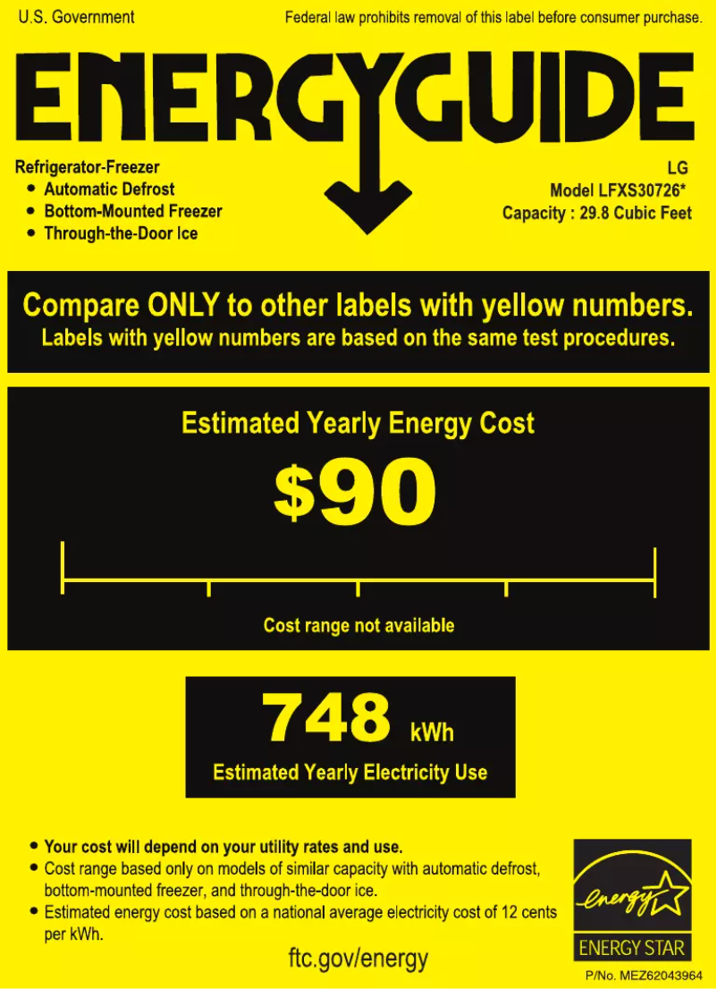 Page 1 de la notice Label énergétique LG LFXS30726