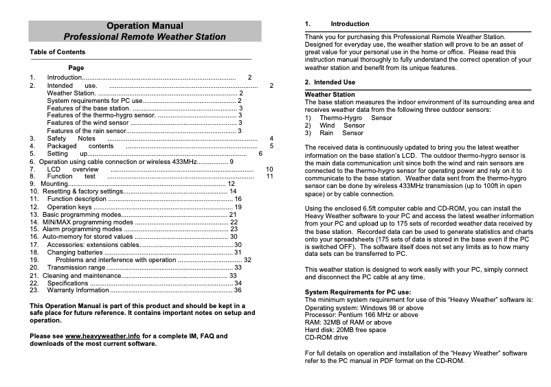 Image de la première page du manuel de l'appareil WS-2315AL