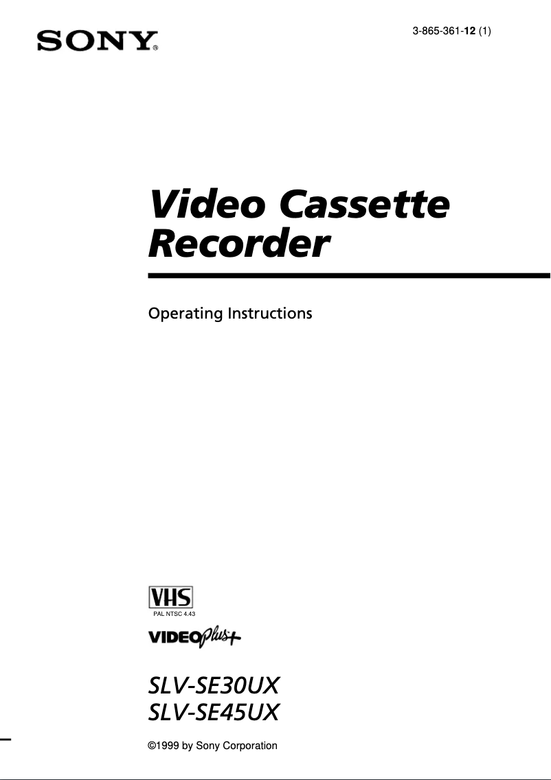 Página 1 del manual Manual de usuario Sony SLV-SE30UX