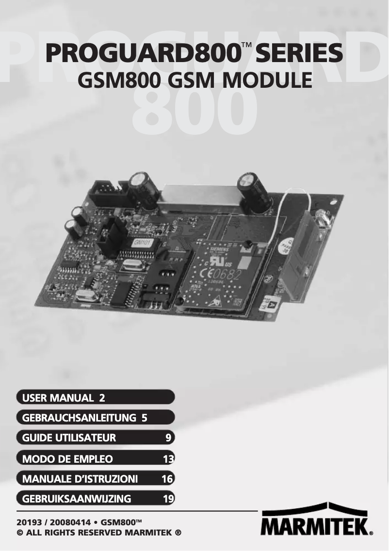 Image de la première page du manuel de l'appareil GSM800
