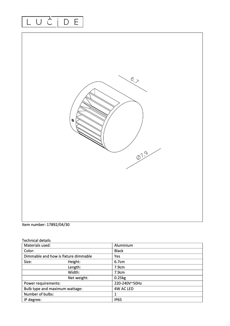 Page n°1 - Manuel utilisateur Lucide Scope 17892/04/30