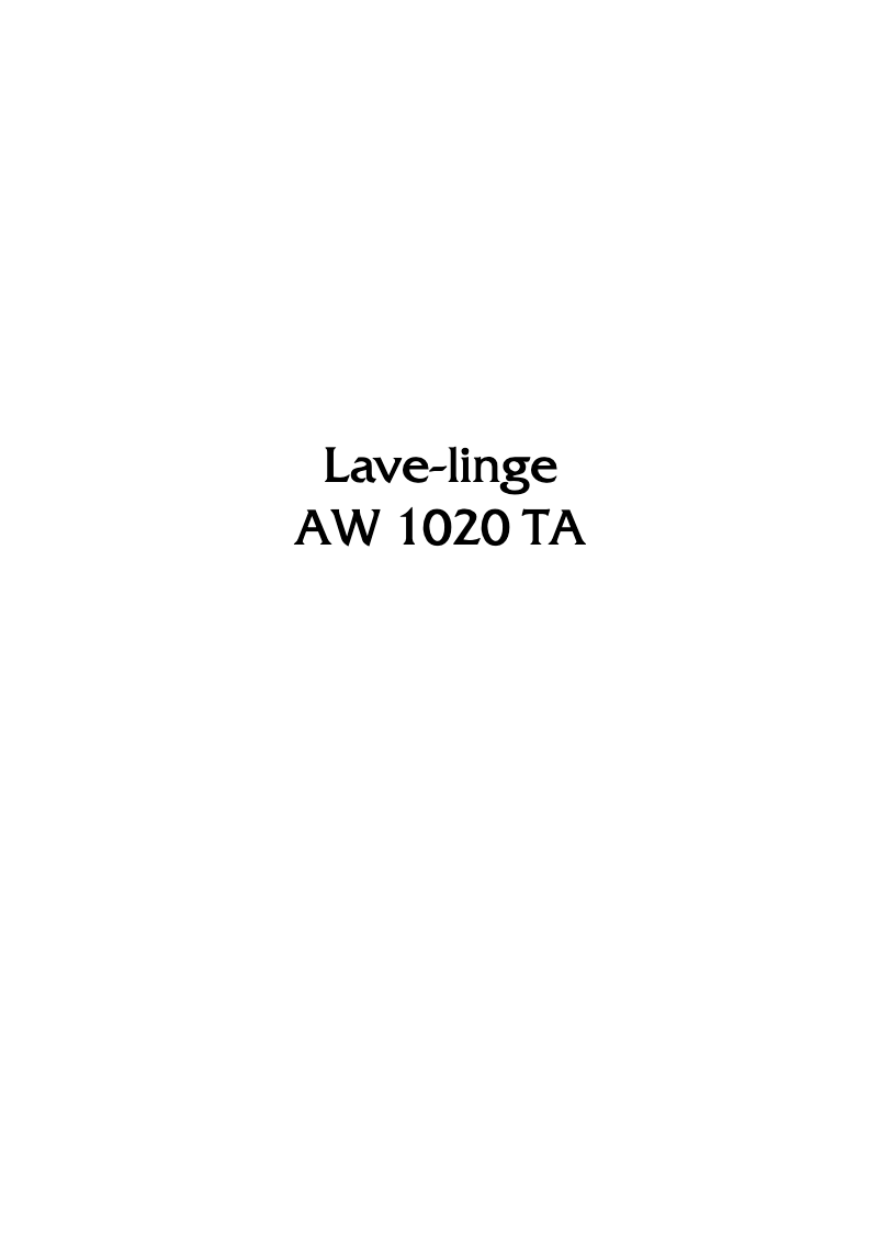 Image de la première page du manuel de l'appareil AW 1020 TA