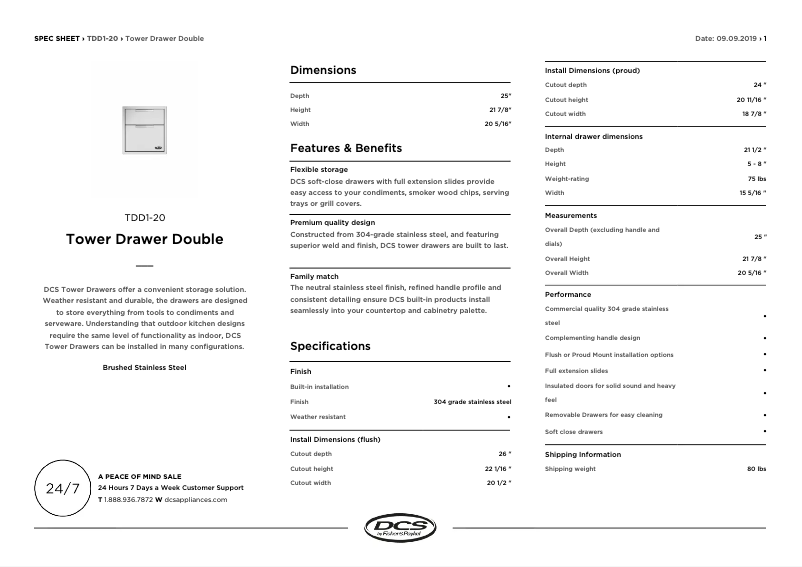 Page 1 de la notice Fiche technique DCS TDD120