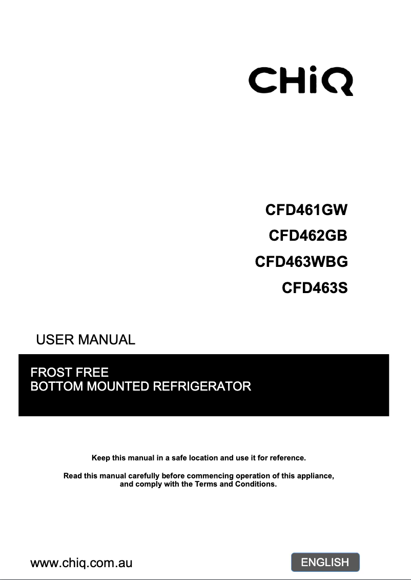 Page 1 de la notice Manuel utilisateur CHiQ CFD463WBG