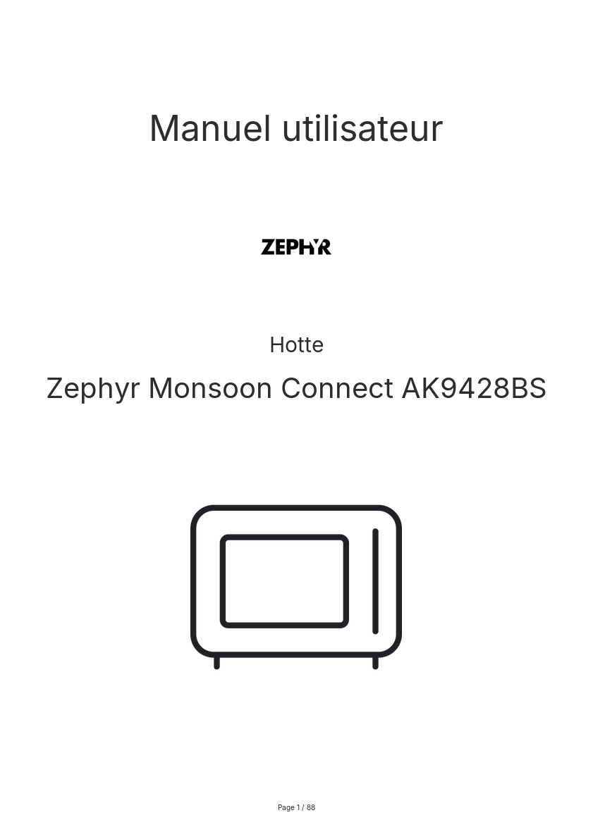 Page n°1 - Manuel utilisateur Zephyr Monsoon Connect AK9428BS