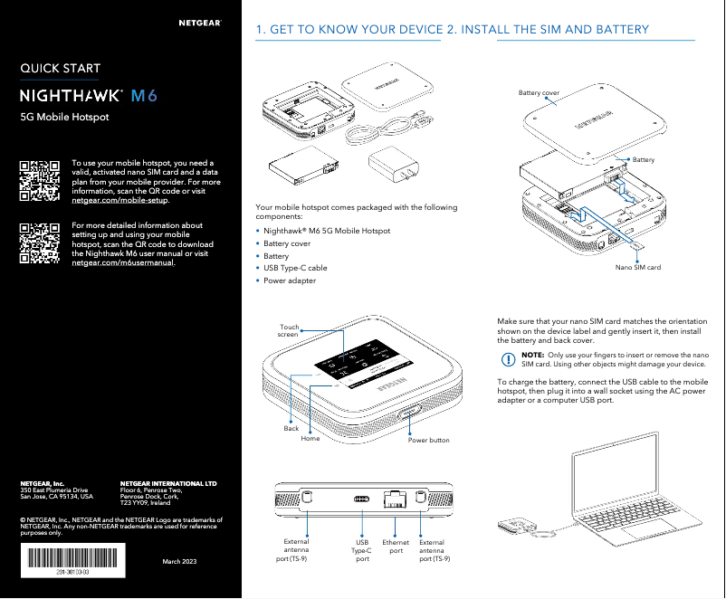 Page n°1 - Guide d'installation Netgear Nighthawk M6 Pro MR6550