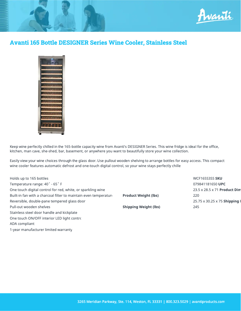 First page image of the manual for WCF165S3SS