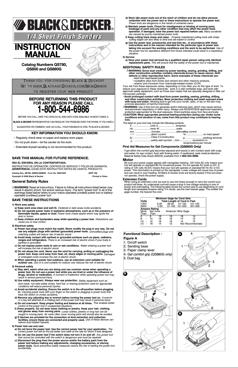 Page 1 de la notice Manuel utilisateur Black & Decker QS780