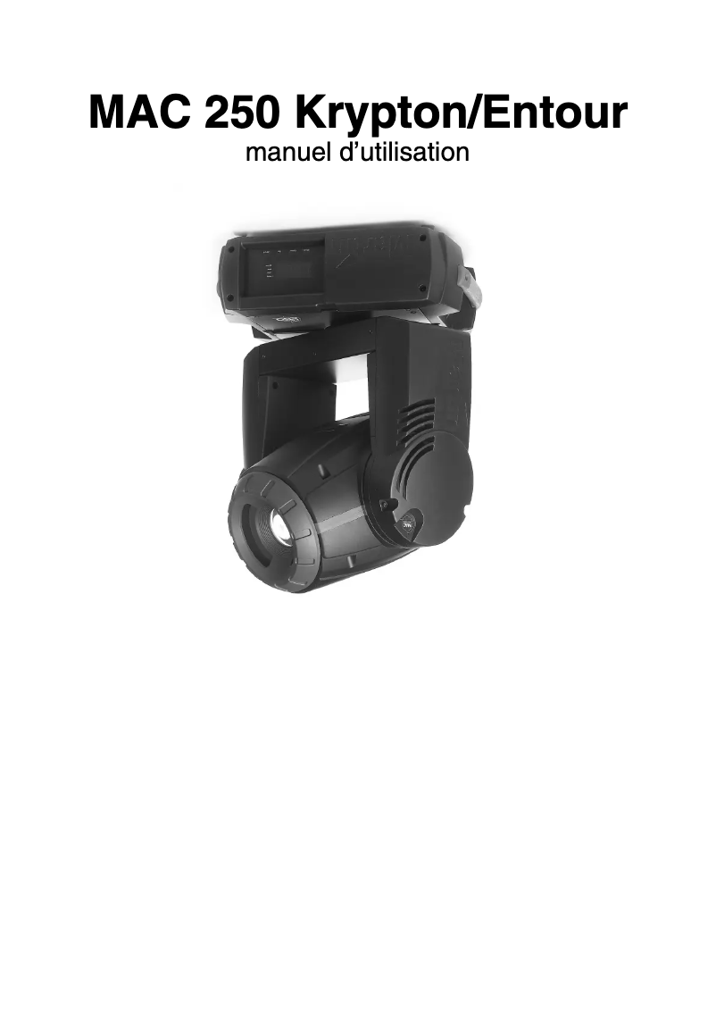 Image de la première page du manuel de l'appareil MAC 250 Entour