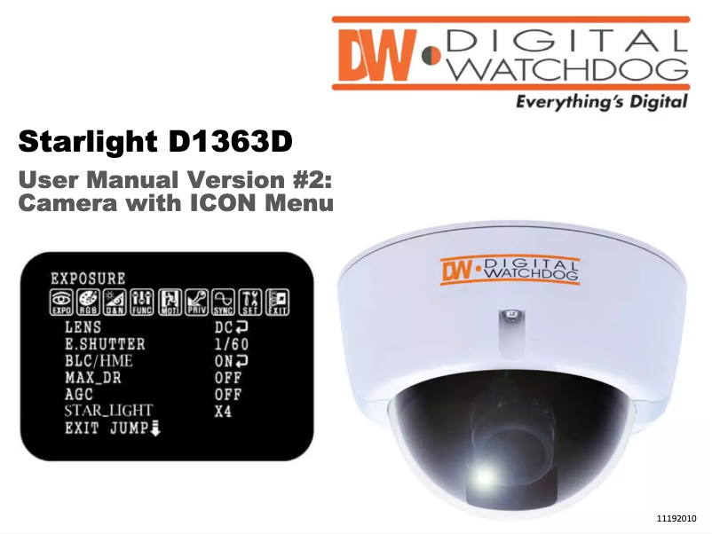 Page n°1 - Manuel utilisateur Digital Watchdog Star-Light DWC-D1363D