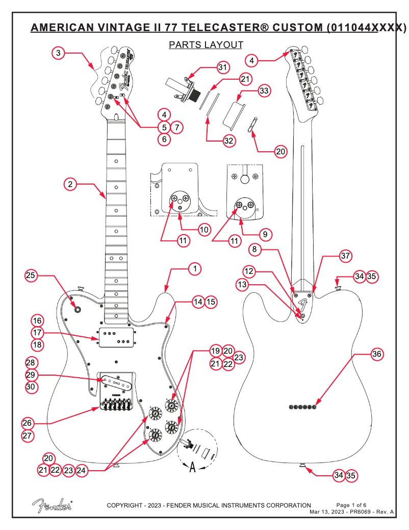 Page n°1 - Manuel utilisateur Fender American Vintage II 1977 Telecaster Custom