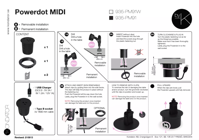 Page n°1 - Manuel utilisateur Kondator 935-PM91