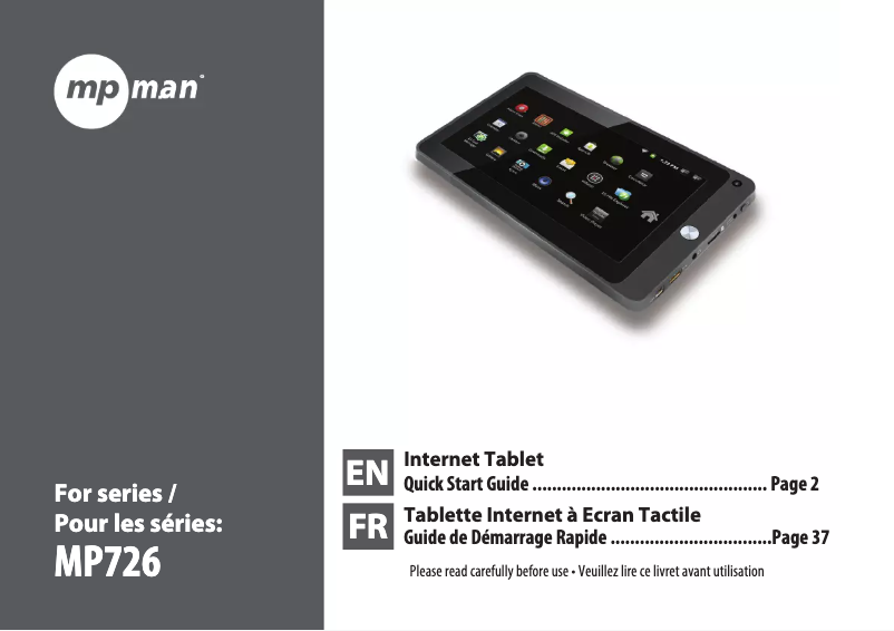 Page n°1 - Manuel utilisateur Mpman MP726