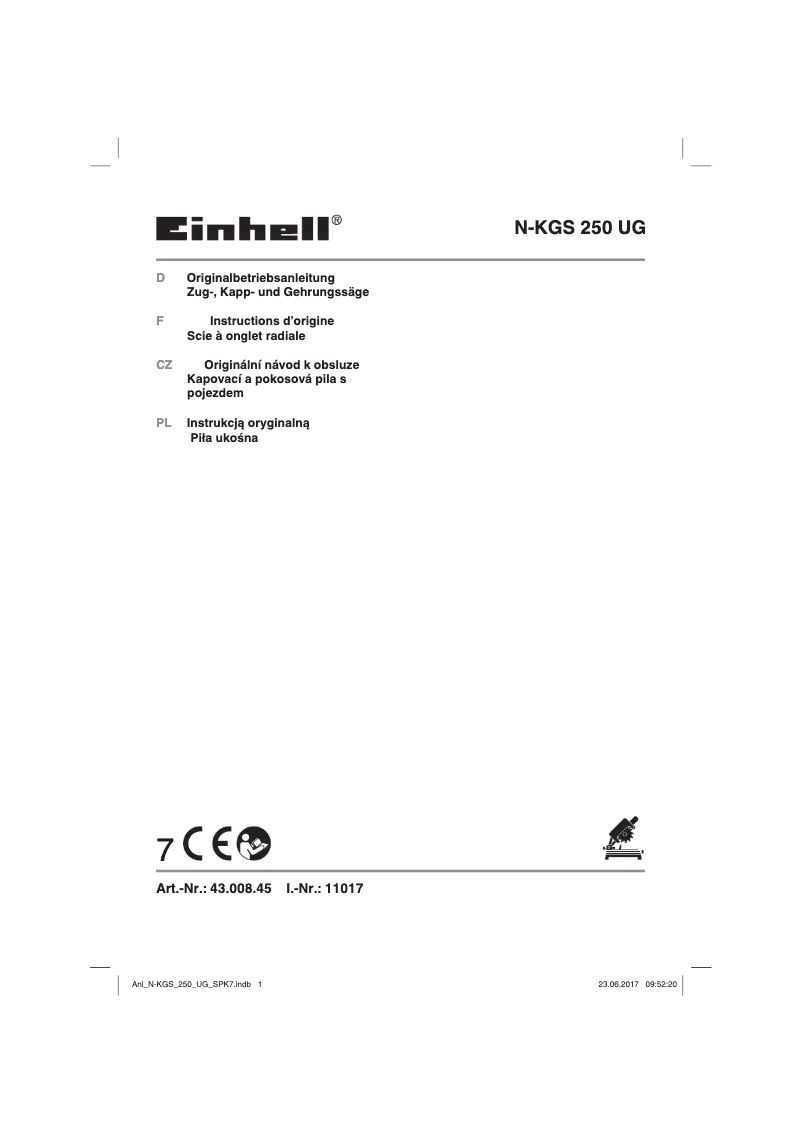 Page n°1 - Manuel utilisateur Einhell N-KGS 250 UG