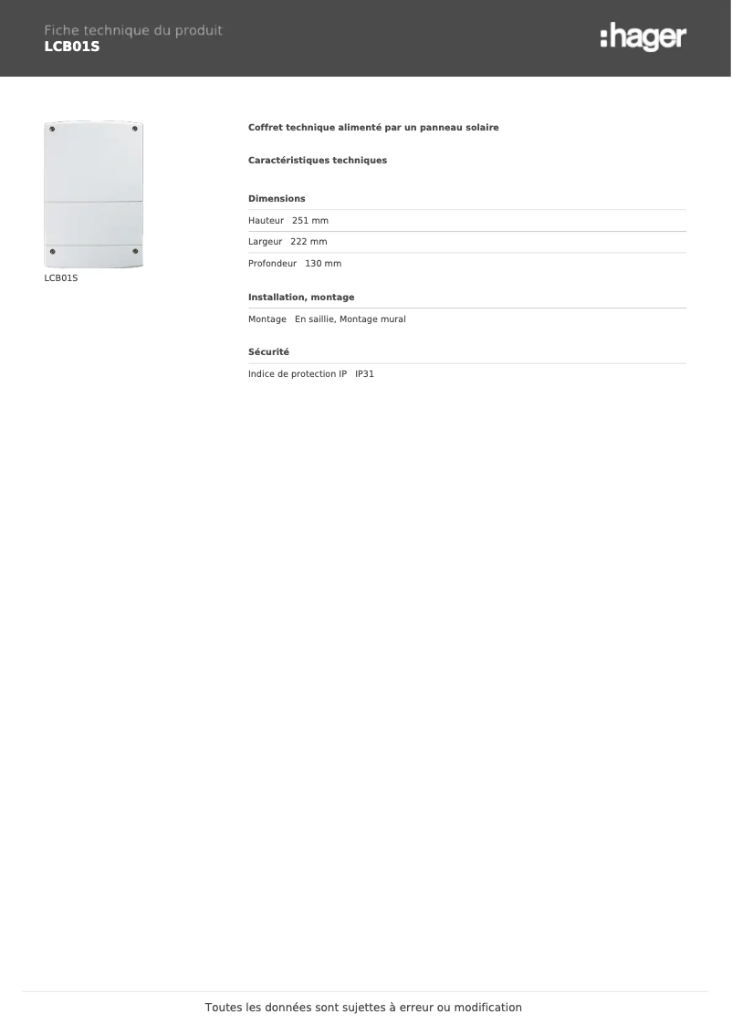 Image de la première page du manuel de l'appareil LCB01S