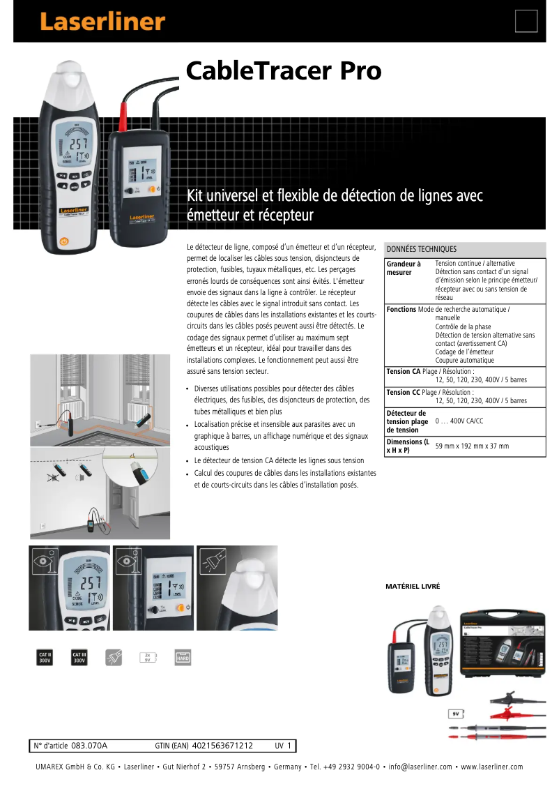 Image de la première page du manuel de l'appareil CableTracer Pro