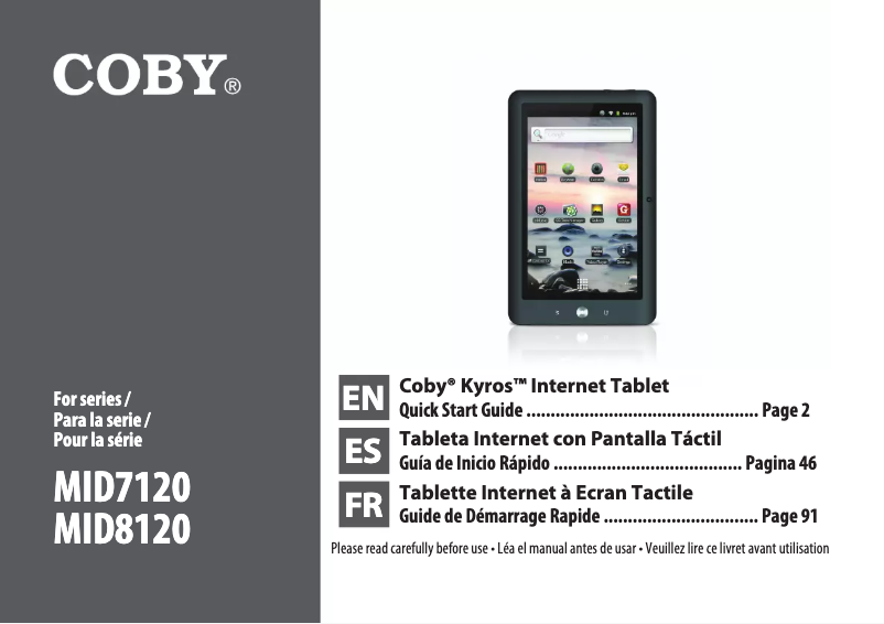 Página 1 del manual Manual de usuario Coby Kyros MID8120