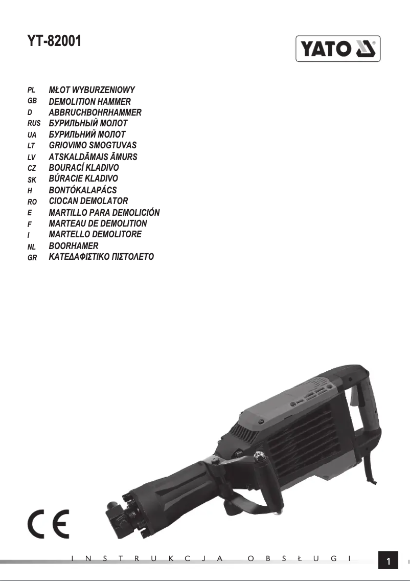 Page 1 de la notice Manuel utilisateur Yato YT-82001
