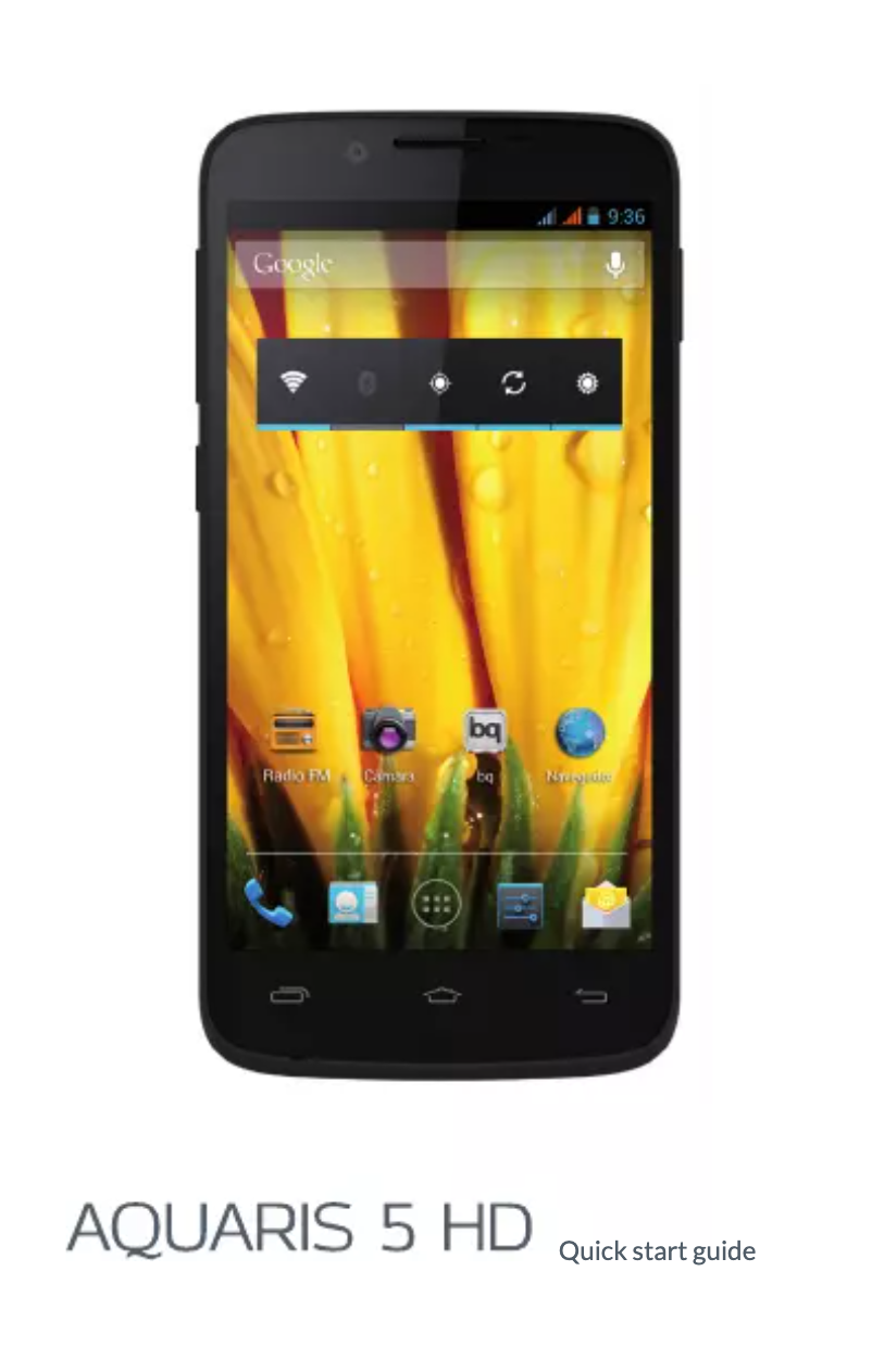 Image de la première page du manuel de l'appareil Aquaris 5 HD