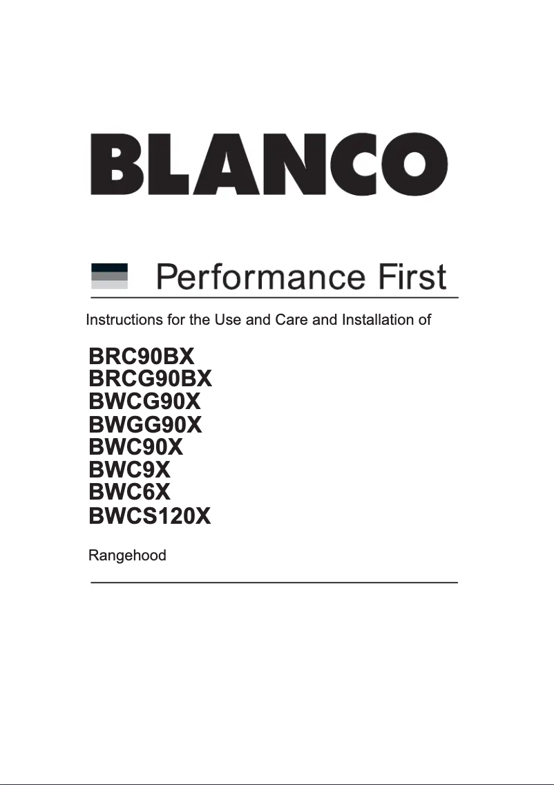 Página 1 del manual Guía de instalación BLANCO BWC90X