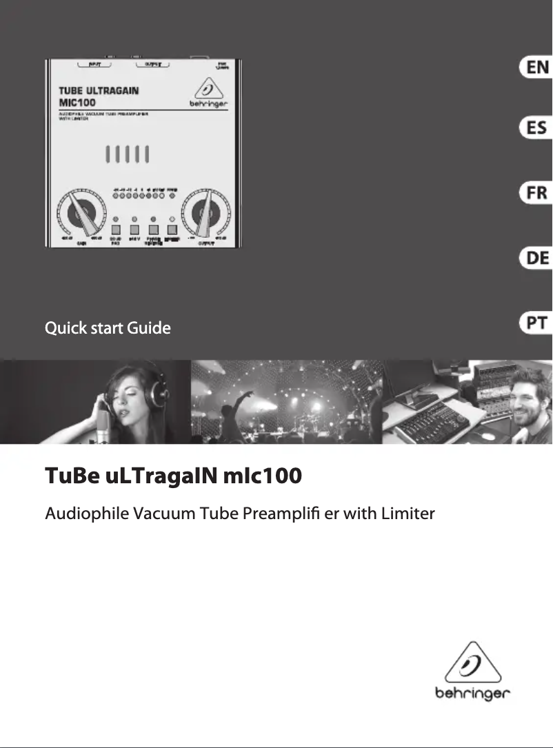 Page n°1 - Guide de démarrage rapide Behringer Tube Ultragain MIC100