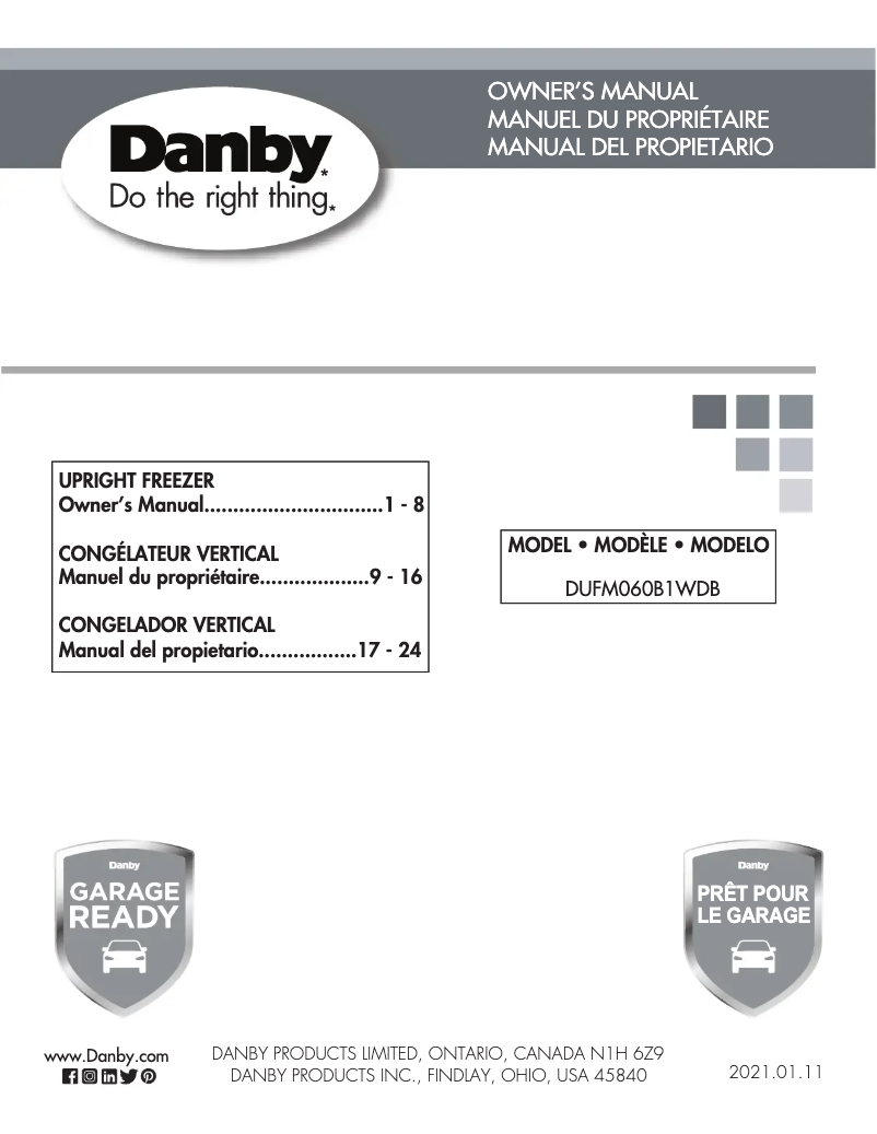 Page n°1 - Manuel utilisateur Danby DUFM060B1WDB