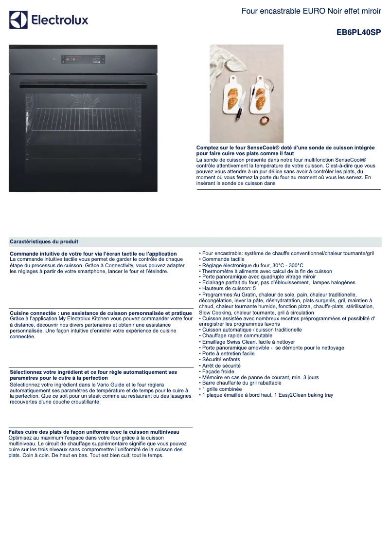 Page n°1 - Fiche technique Electrolux EB6PL40SP