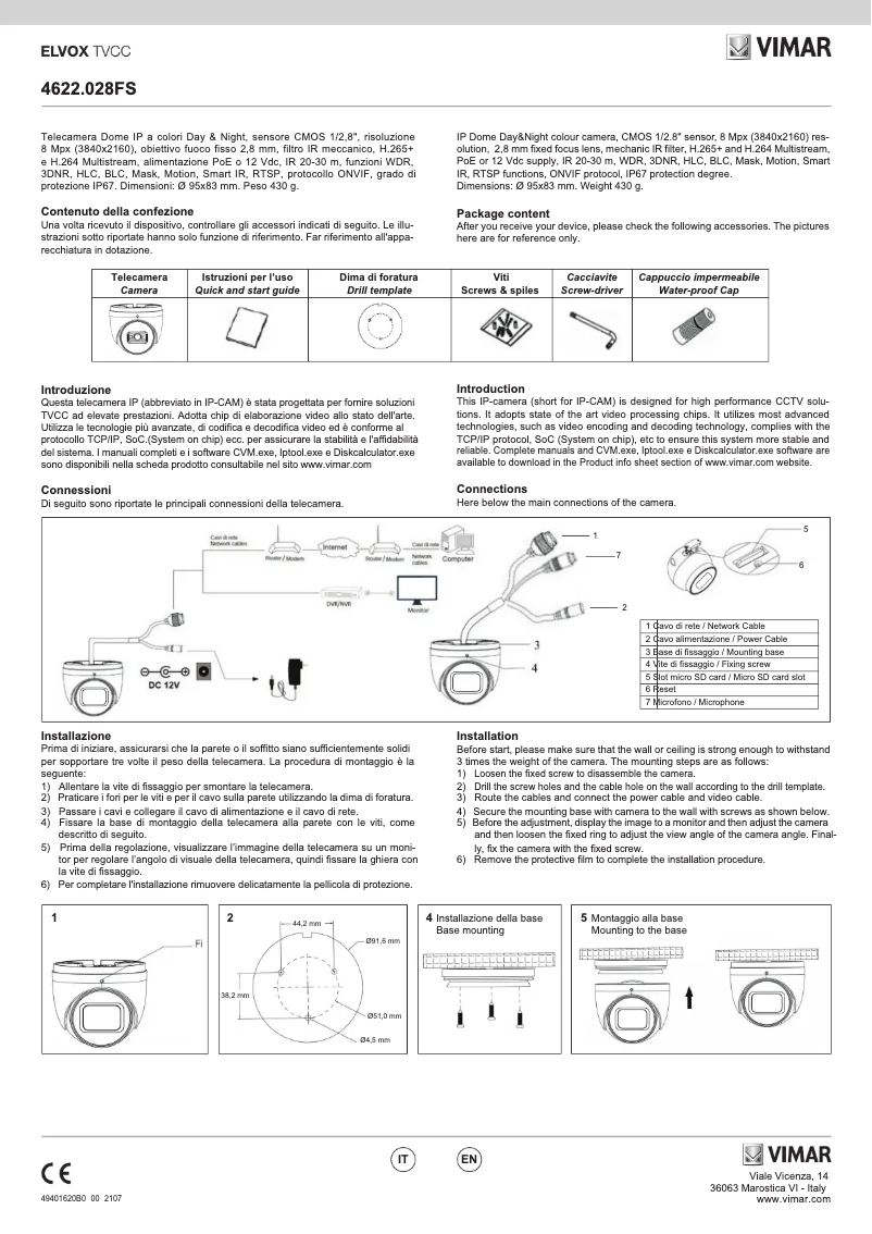 Page n°1 - Instructions / montage Vimar ELVOX 4622.028FS