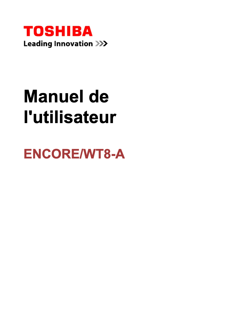 Page n°1 - Manuel utilisateur Toshiba Encore WT8-A