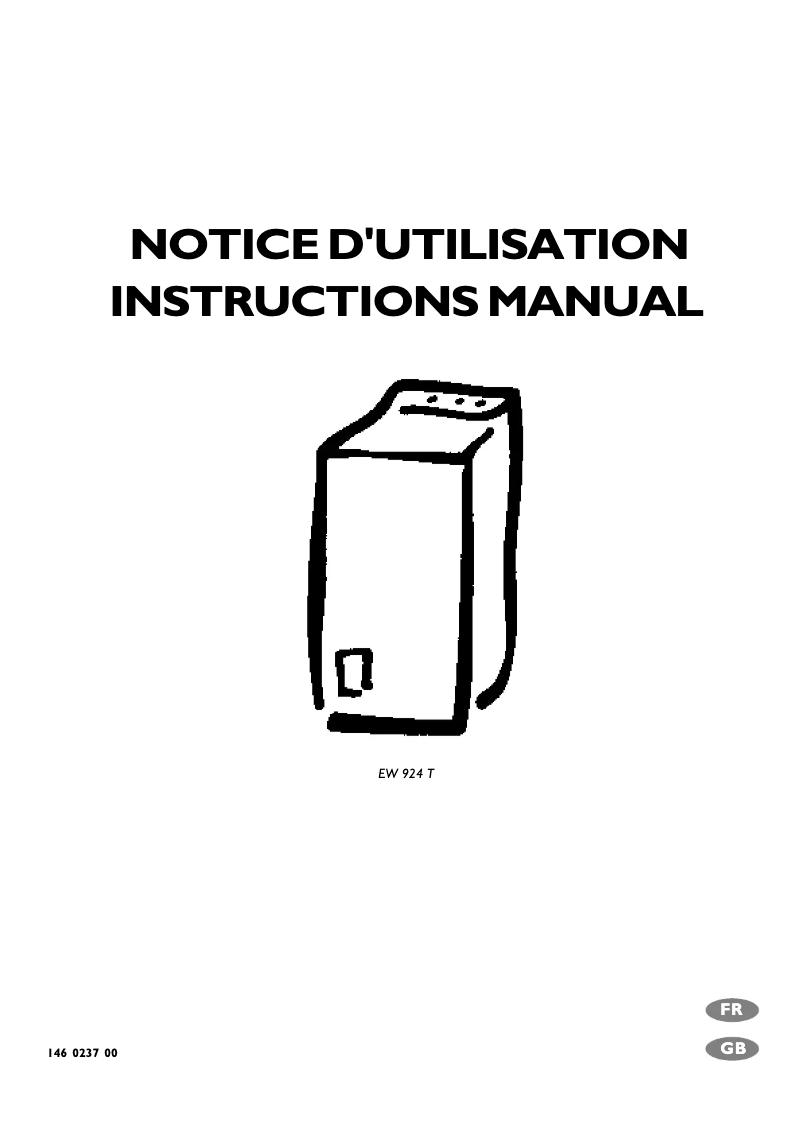 Page n°1 - Manuel utilisateur Electrolux EW924K