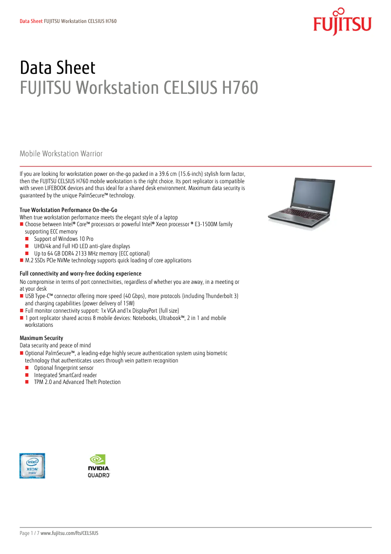 Page n°1 - Manuel utilisateur Fujitsu CELSIUS H760