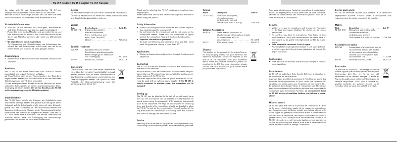 Page 1 de la notice Manuel utilisateur Beyerdynamic TG I57