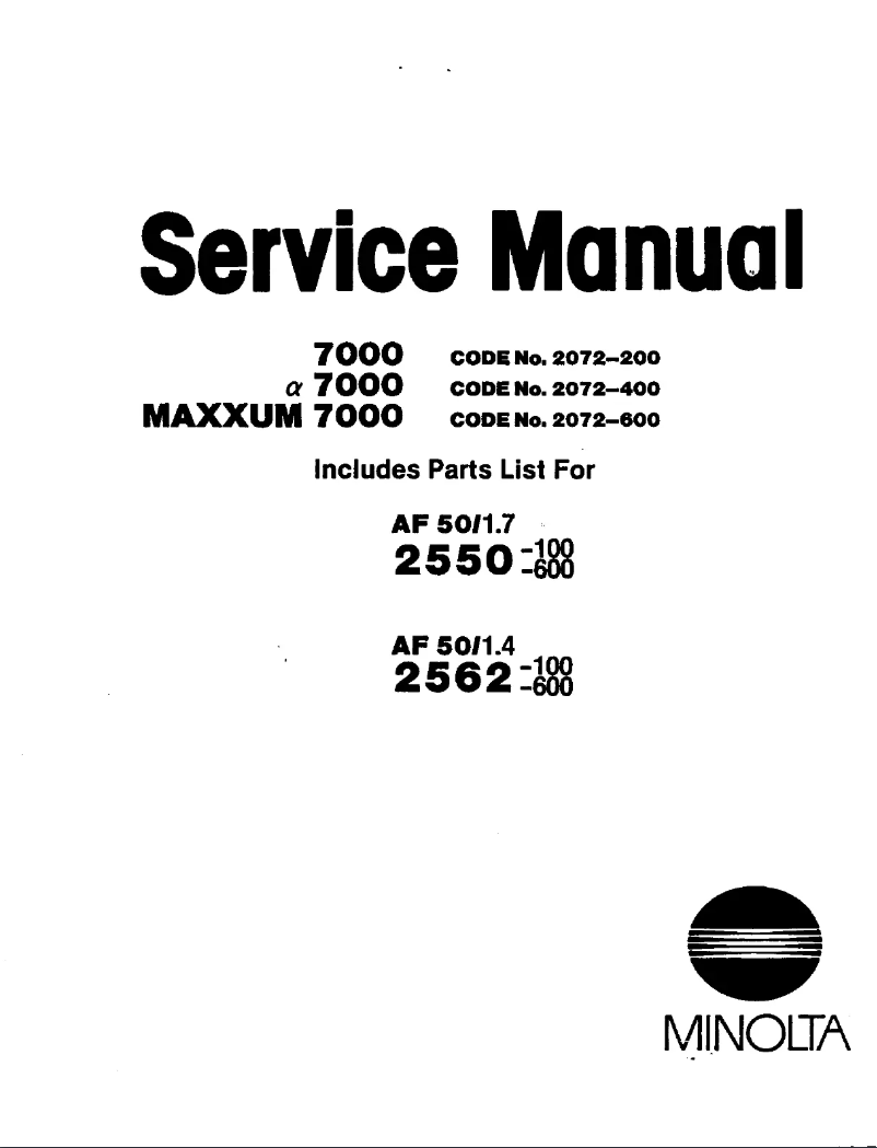 Page n°1 - Manuel utilisateur Konica Minolta Maxxum 7000