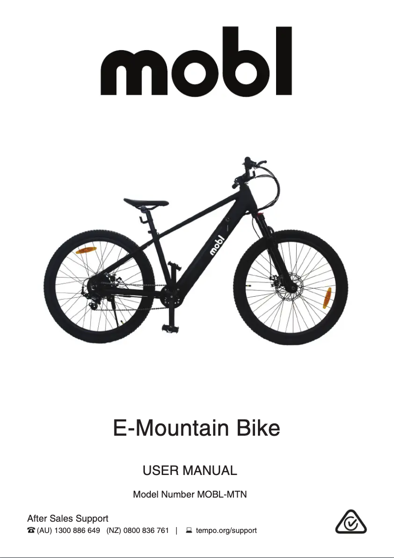 Page 1 de la notice Manuel utilisateur MOBL E-Mountain Bike