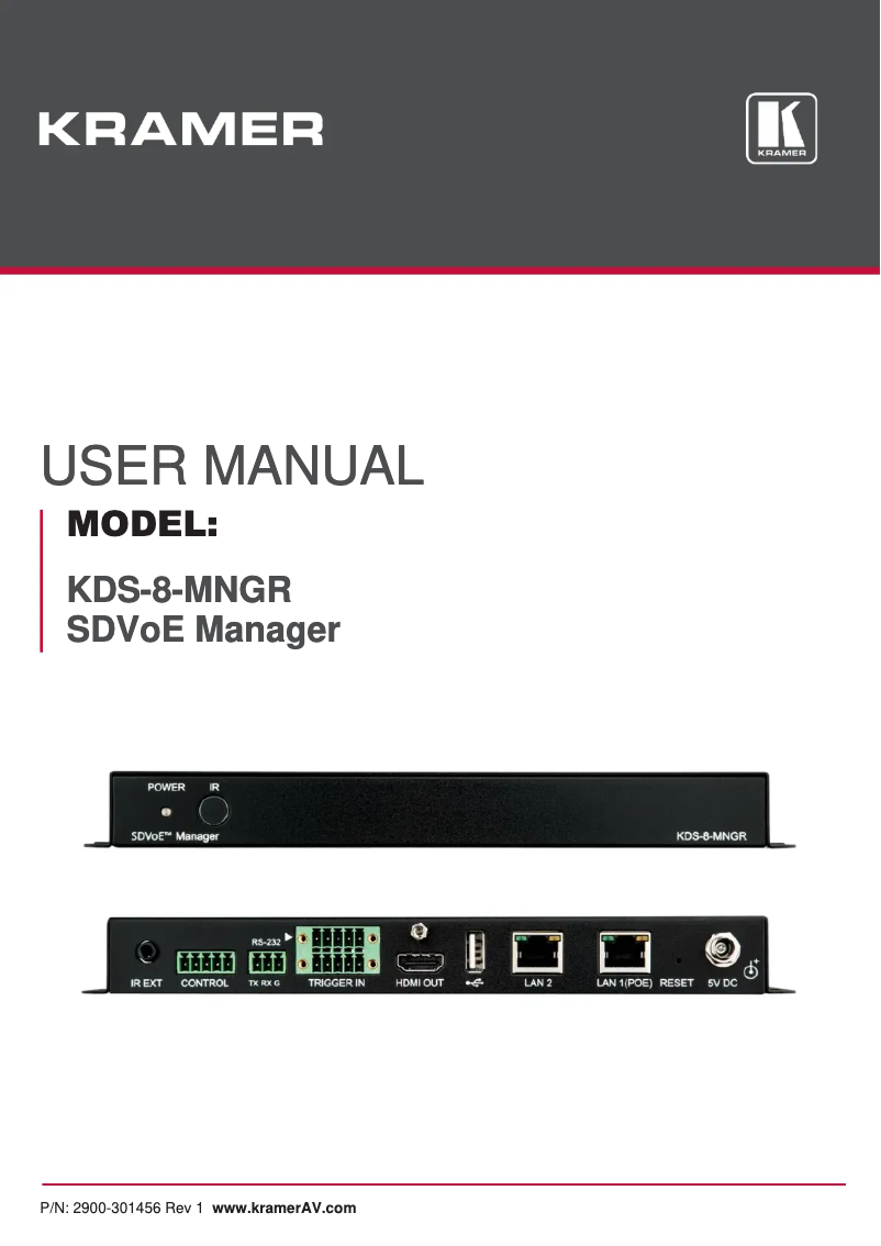 Page 1 de la notice Manuel utilisateur Kramer KDS-8-MNGR