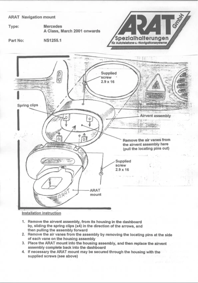 Page 1 de la notice Manuel utilisateur Arat NS1255.1