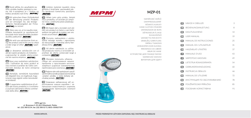 Página 1 del manual Manual de usuario MPM MZP-01