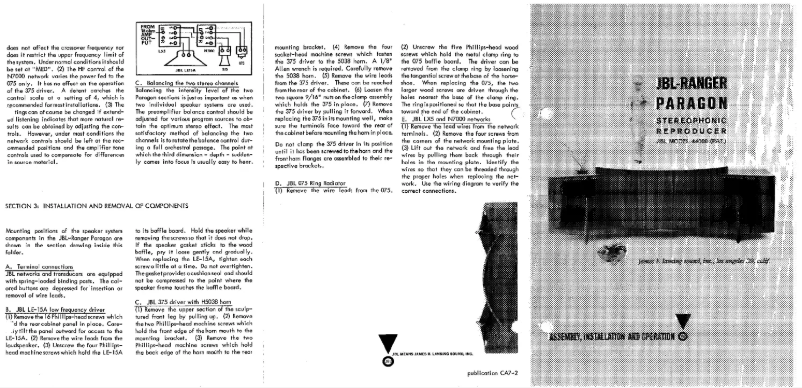 Page n°1 - Manuel utilisateur JBL Paragon D44000WX