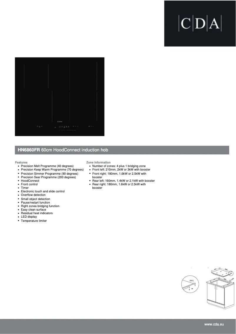 Page 1 of the manual Technical Sheet CDA HN6860FR
