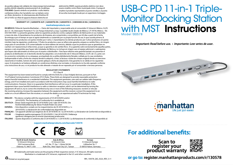 Página 1 del manual Manual de usuario Manhattan 130578